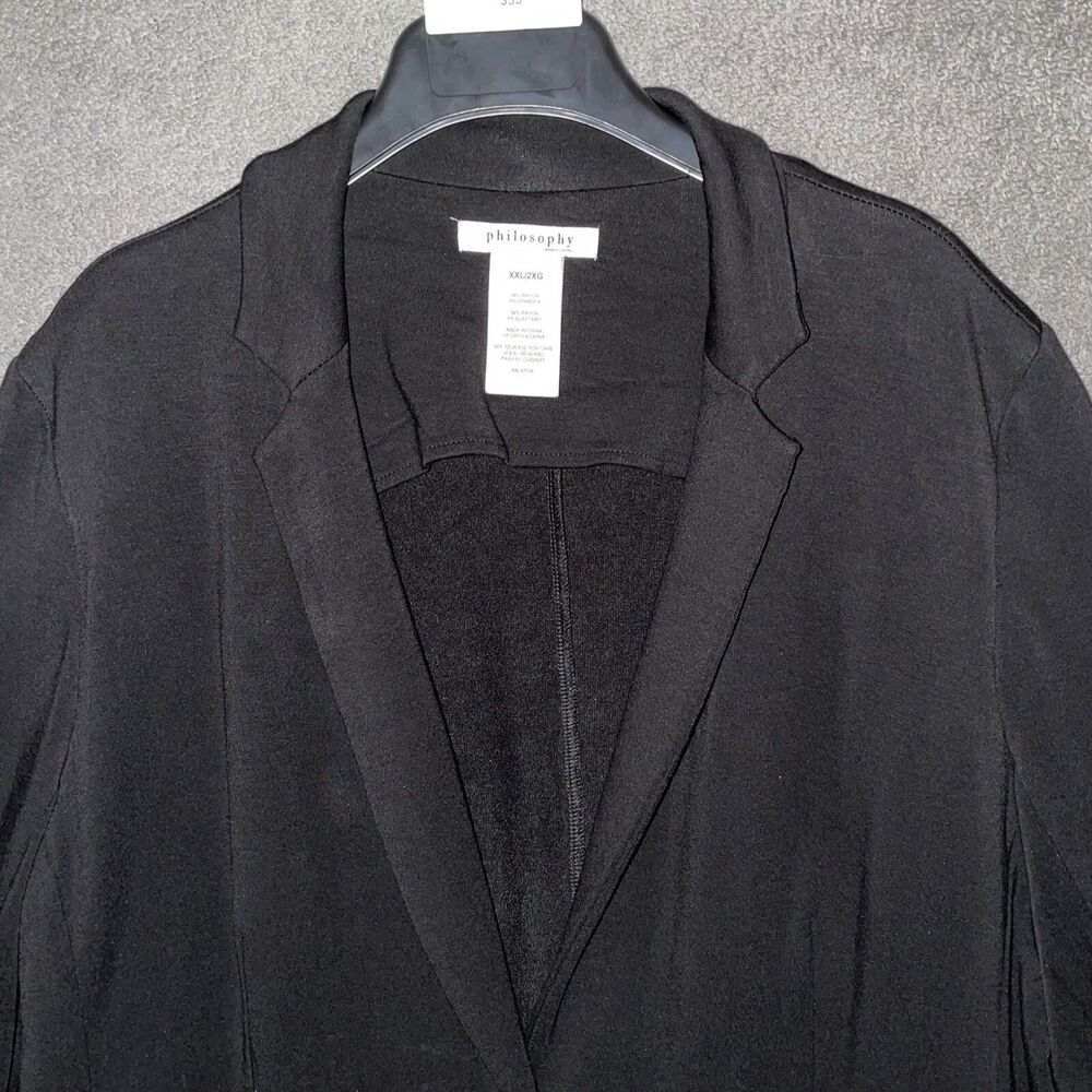Philosophy Women XXL Black One Button Blazer Knit Quiet Luxury Professional Soft - Picture 2 of 9